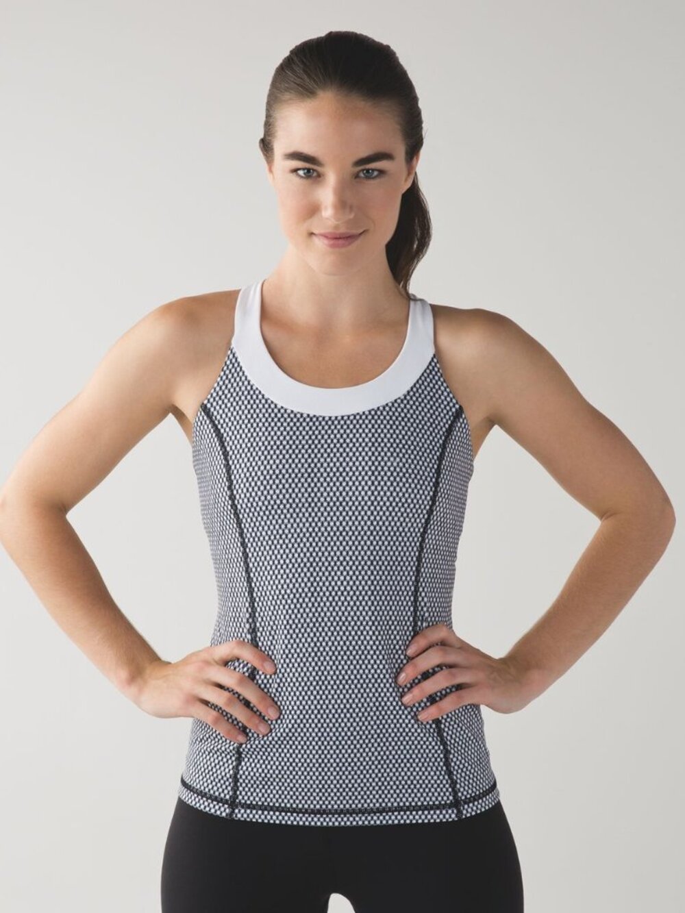 Lululemon Size 4 White Black Mish Mesh Enhearten Tank Top